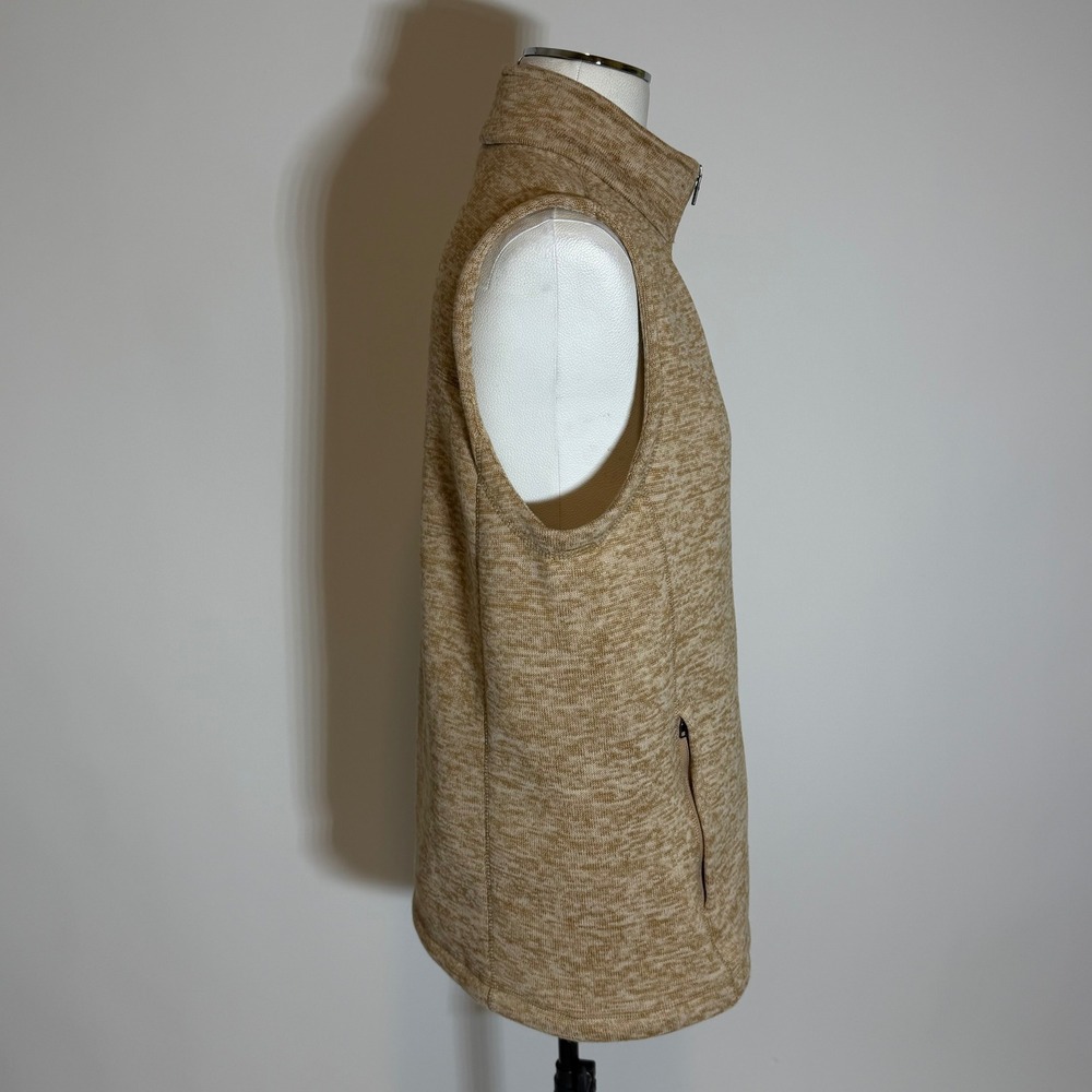 Lands End Oeko-Tex Fleece Vest Full Zip Tan Marled Pockets Womens Large 14-16 - Picture 2 of 10